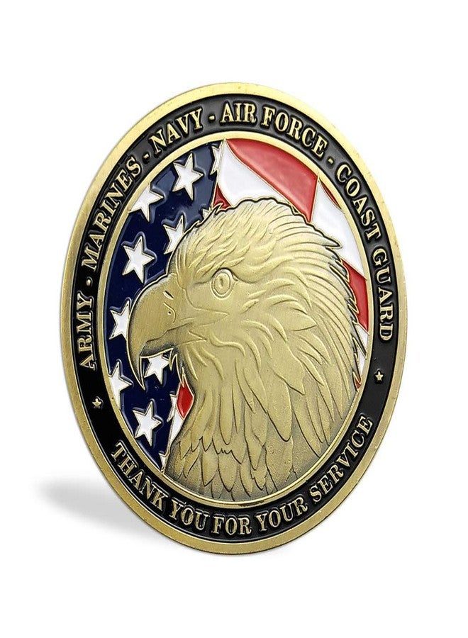 Glamtune USA Proud Military Family Military Challenge Coin Veteran Medallion (Gold-Plating) - Image 3